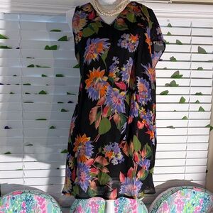 Floral Sleeveless Dress With Chic Matching Scarf